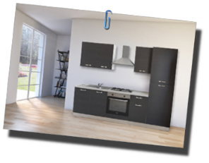 cucina da 255 cm in colore rovere grigio