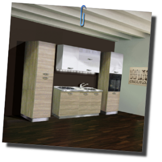 cucina da 140 cm in colore bianco e castagno