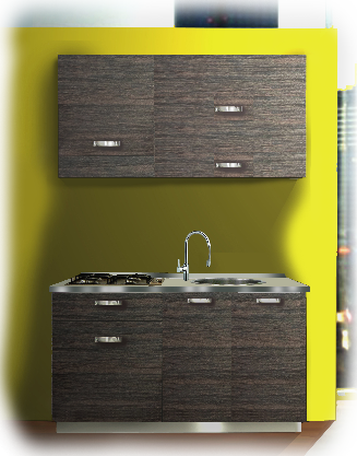 cucina da 140 cm in colore rovere grigio