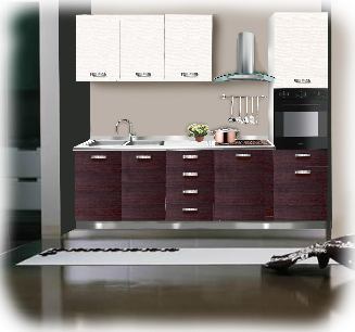 Cucina da 255 cm Velvet con cappa, lavello e frigo inclusi - MabelOnline